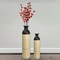 Elegant Black or White Cylinder Shaped Tall Spun Bamboo Floor Vases, Embellished with a Glossy Lacquer, and Enhanced with Natural Bamboo Finish - Stylish Home Decor, Heights of 31 and 23.5 Inches